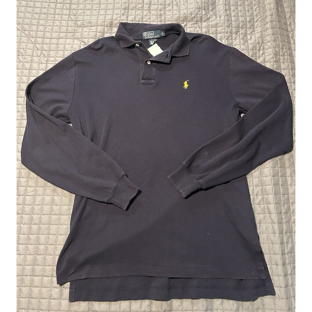 Vtg Polo Ralph Lauren Pullover Rugby Shirt Sz Small Mens Blue 90's Pocket